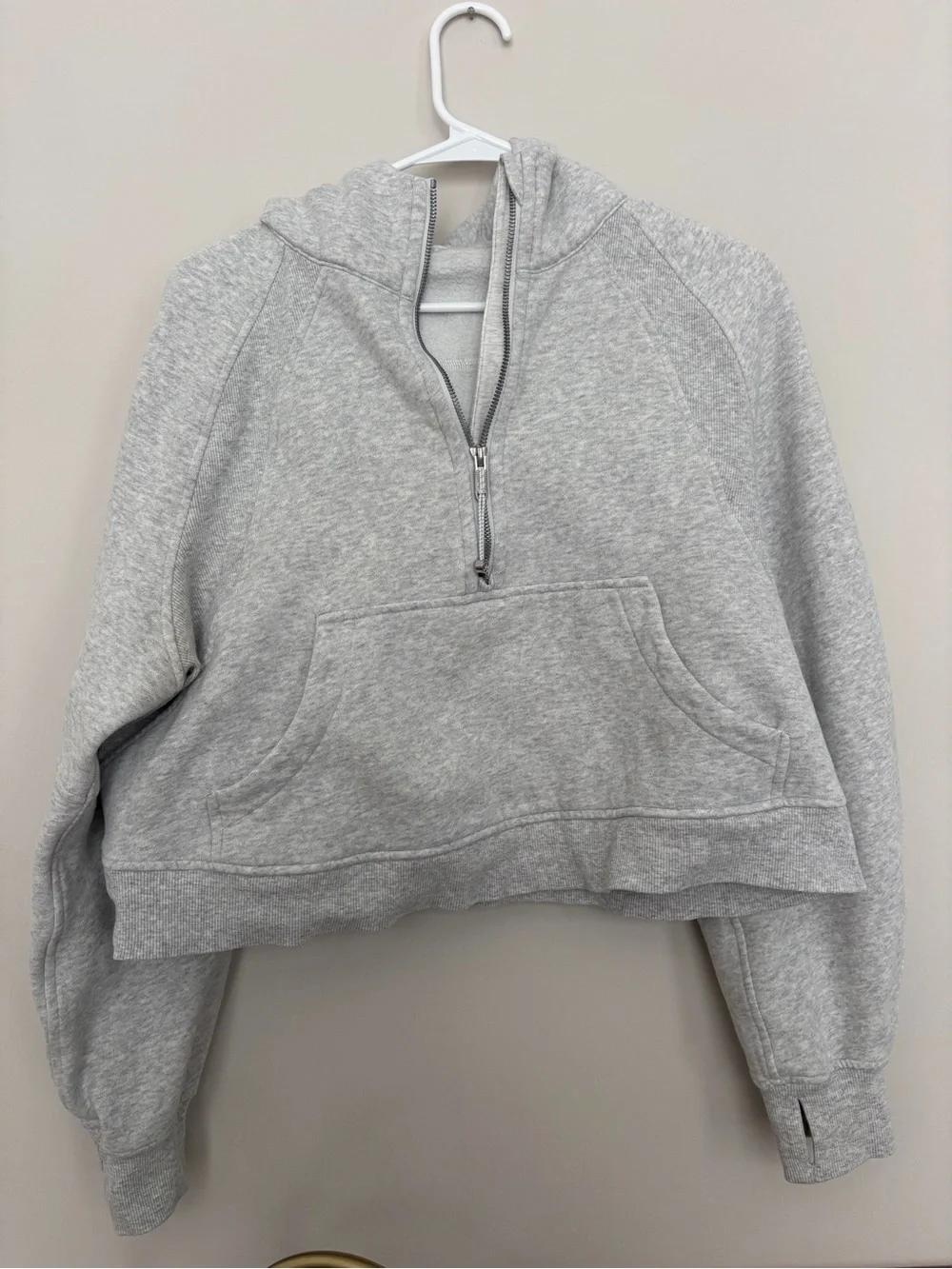 Lululemon Gray Half-Zip Hooded cropped Sweatshirt for Women